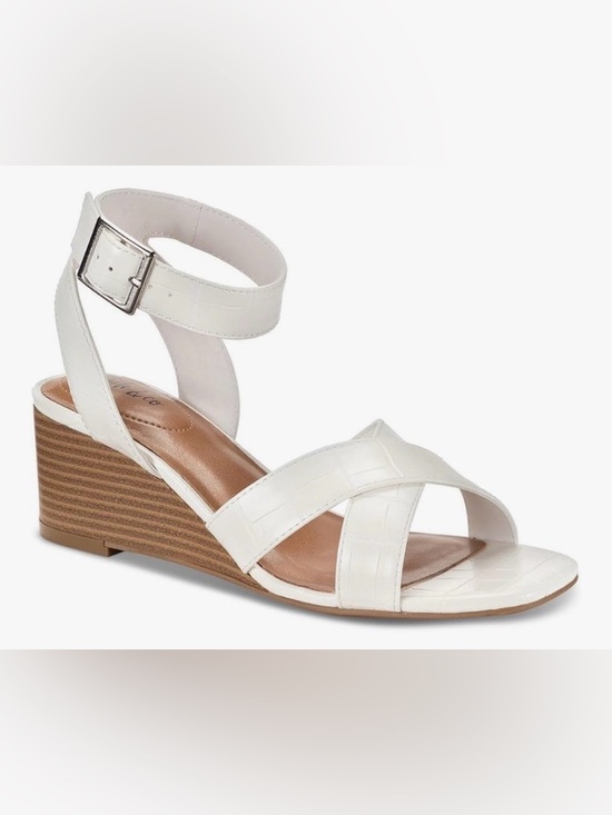 Style & Co. Shoes - NIB [Style & Co.] Leeza Faux Leather Open Toe Mid Wedge in White Croc Women’s 11